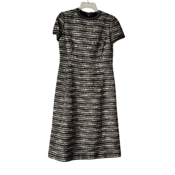 Vintage Mollie Parnis x Saks Fifth Avenue Tweed Dress Black White Gold A-Line - Picture 14 of 16